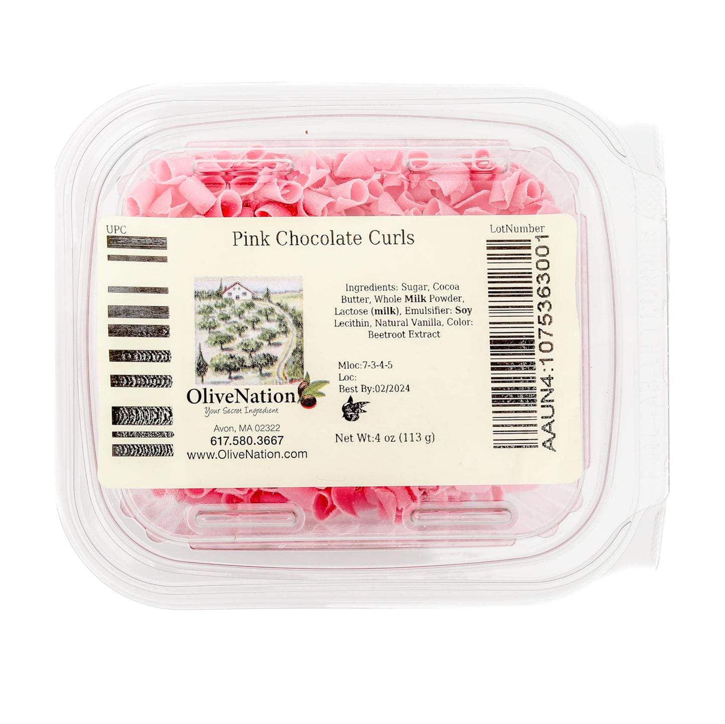 Pink Chocolate Curls Topping, OliveNation Pink Chocolate Curls for Cake Decorating, Elegant Edible Decoration - 1 lb