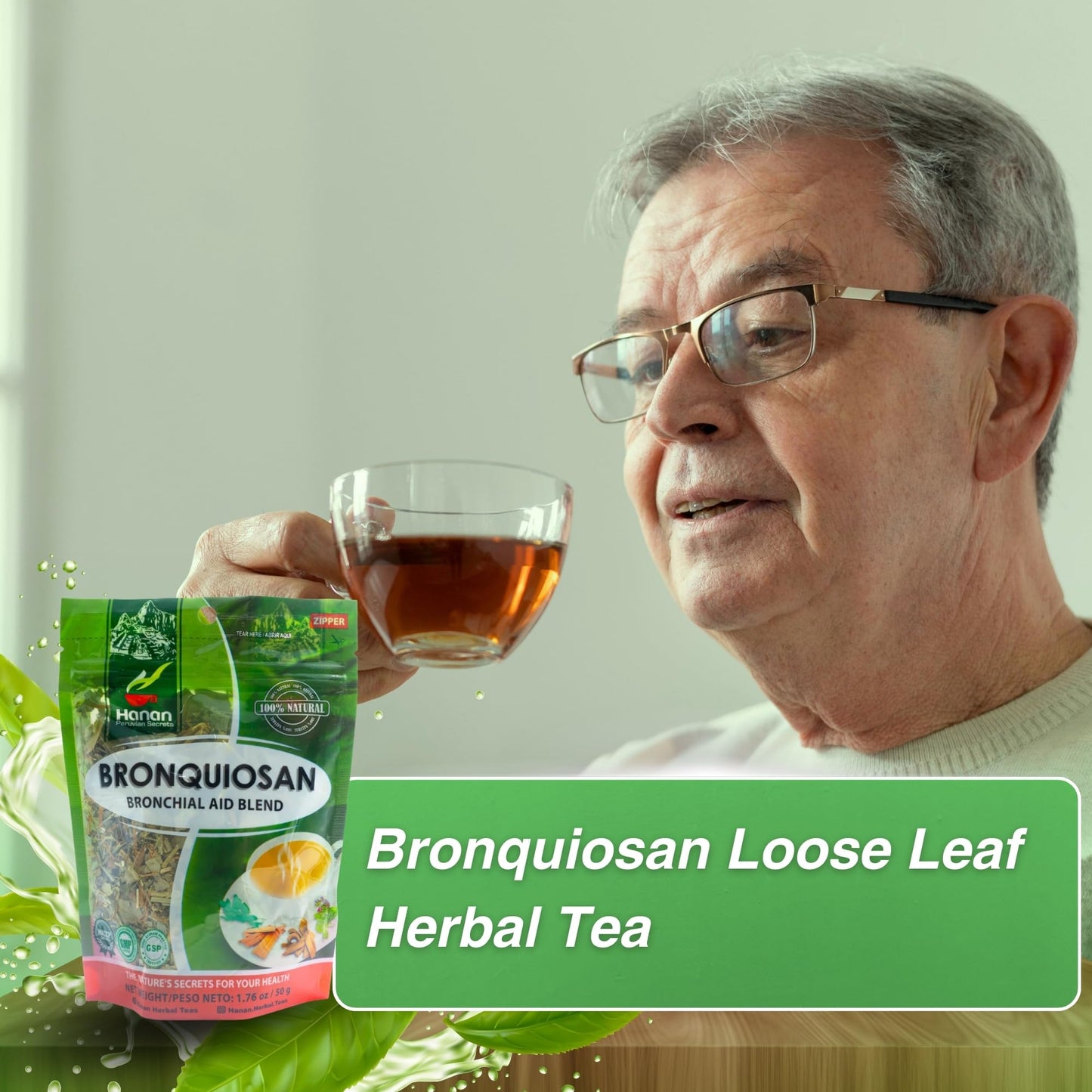 Hanan Respiratory Lung Health Blend 1.76oz - Bronquiosan Loose Leaf Herbal Tea Salud Respiratoria 50g of Dried Eucalyptus Leaves, Cat's Claw, Lungwort