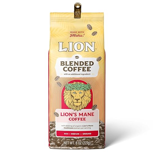 Lion’s Mane Coffee, Medium Roast with 500mg Lions Mane per Serving, Mushroom Coffee for Mental Clarity & Lasting Energy - Smooth Mushroom Blend