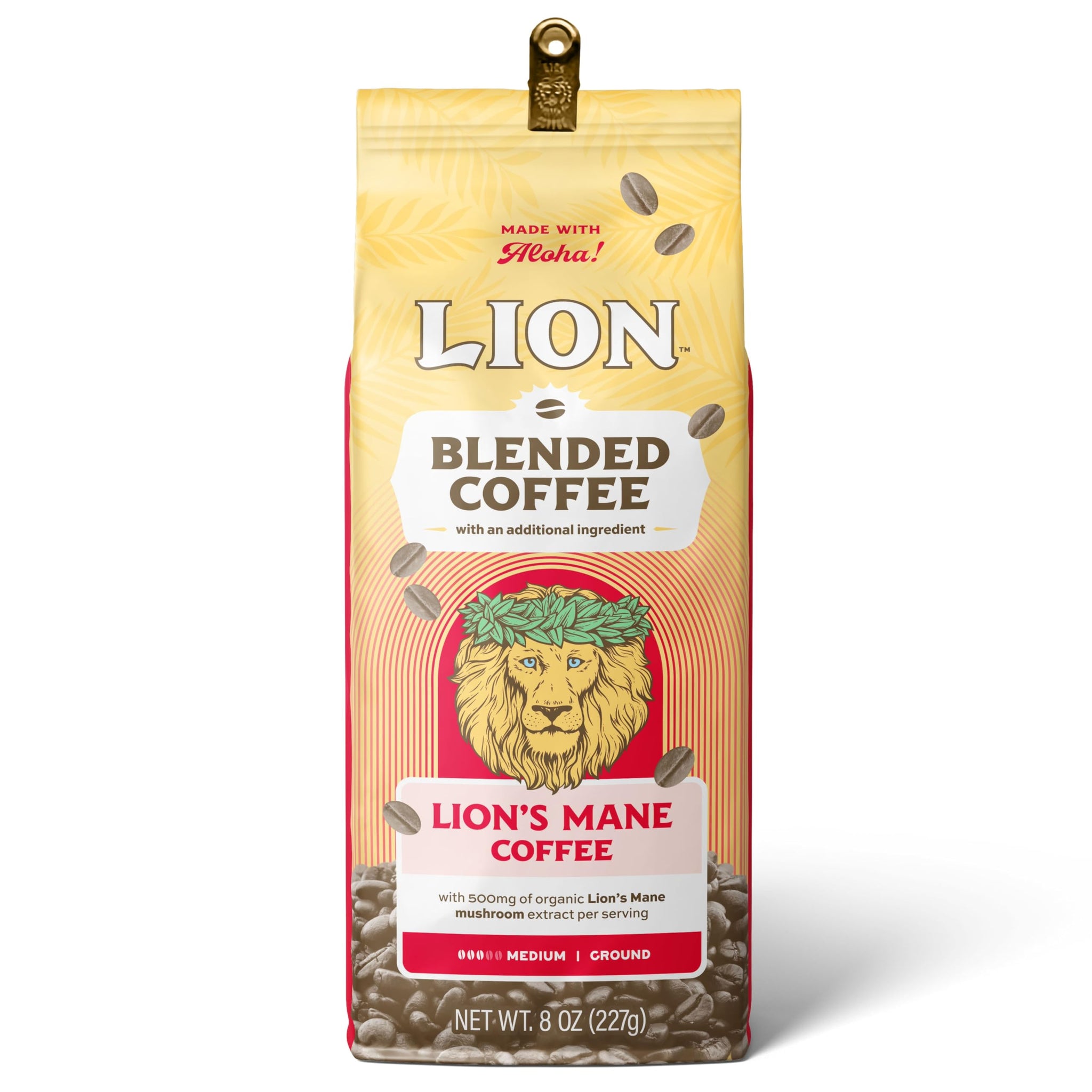 Lion’s Mane Coffee, Medium Roast with 500mg Lions Mane per Serving, Mushroom Coffee for Mental Clarity & Lasting Energy - Smooth Mushroom Blend