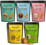 Craize Variety Pack | Sweet Corn x2, Coconut, Guava, Everything, Jalapeno Lime Crisps | Gluten Free, Vegan, Toasted Corn Crackers | 6 pack, 4 oz each