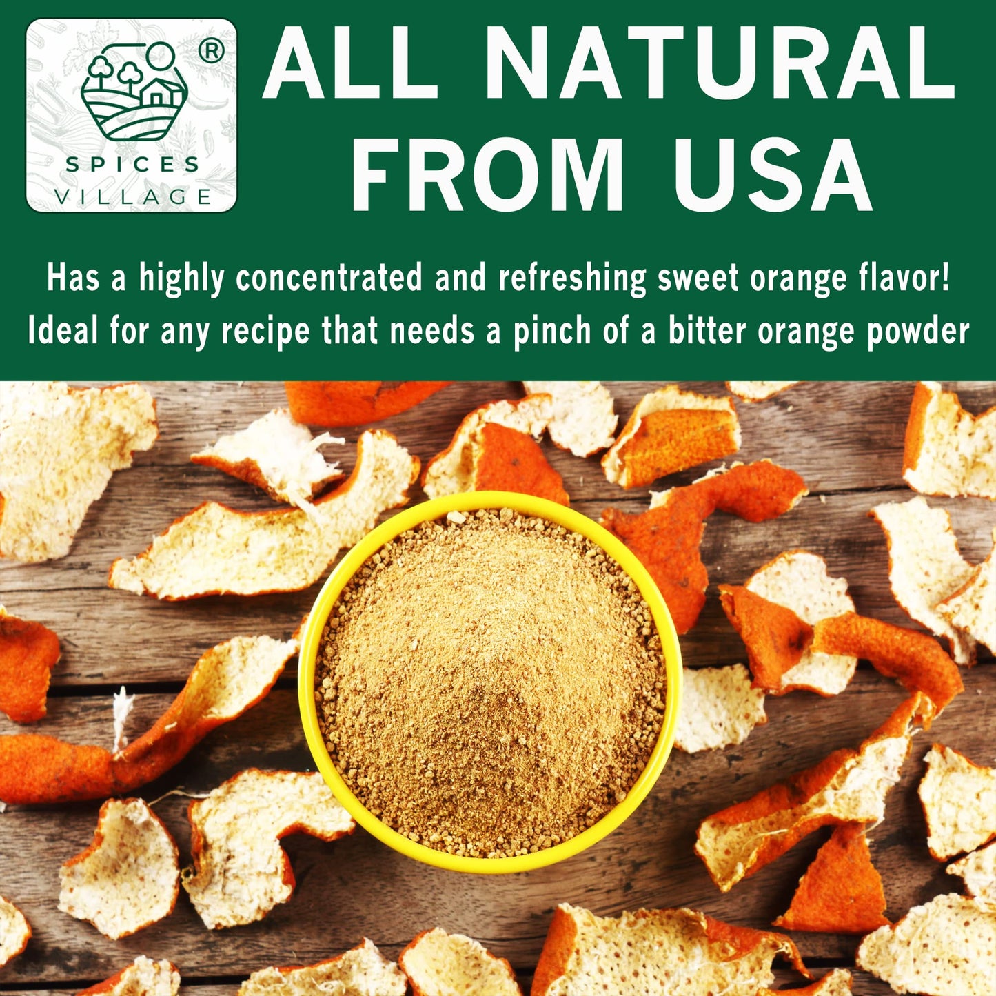 SPICES VILLAGE Dehydrated Orange Peel, Dried Orange Peel for Tea, Citrus Fruit Seasoning for Cooking, Baking & Herb Tea, 4 oz, Kosher, Gluten Free