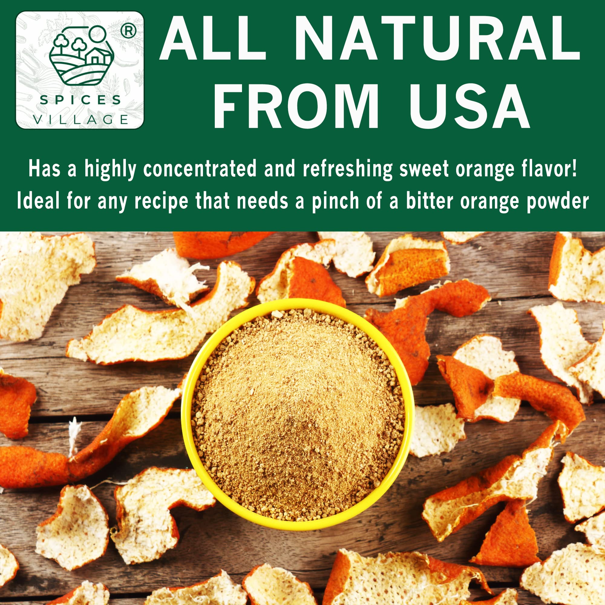 SPICES VILLAGE Dehydrated Orange Peel, Dried Orange Peel for Tea, Citrus Fruit Seasoning for Cooking, Baking & Herb Tea, 4 oz, Kosher, Gluten Free