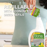 Bona® Multi-Surface Floor Cleaner Spray - 32 fl oz - Lemon Mint - Includes Filled Bottle + Concentrate Refill for Multi-Surface Floor Cleaning