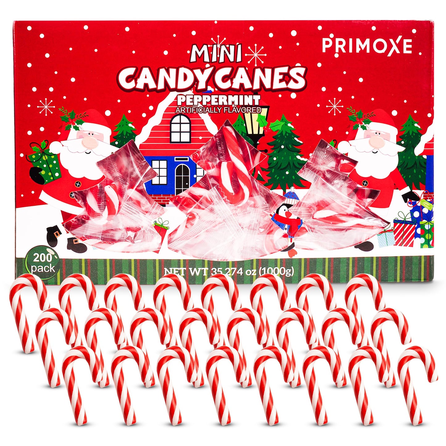 Christmas Mini Candy Canes - Red & White Peppermint Individually Wrapped for Holiday Indulgence - Bulk Christmas Candy for Kids & Adults - Holiday