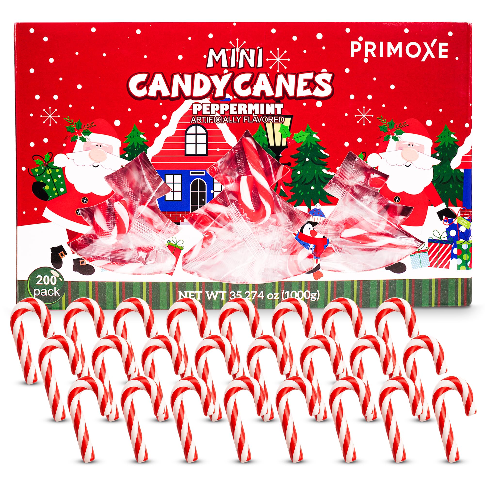 Christmas Mini Candy Canes - Red & White Peppermint Individually Wrapped for Holiday Indulgence - Bulk Christmas Candy for Kids & Adults - Holiday