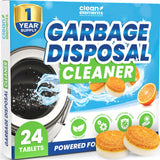 Garbage Disposal Cleaner Deodorizer Tablets - 24 Pack XL Foaming Citrus Cleaning Tablet - Sink Drain Disposer Garburator Freshener Odor Eliminator