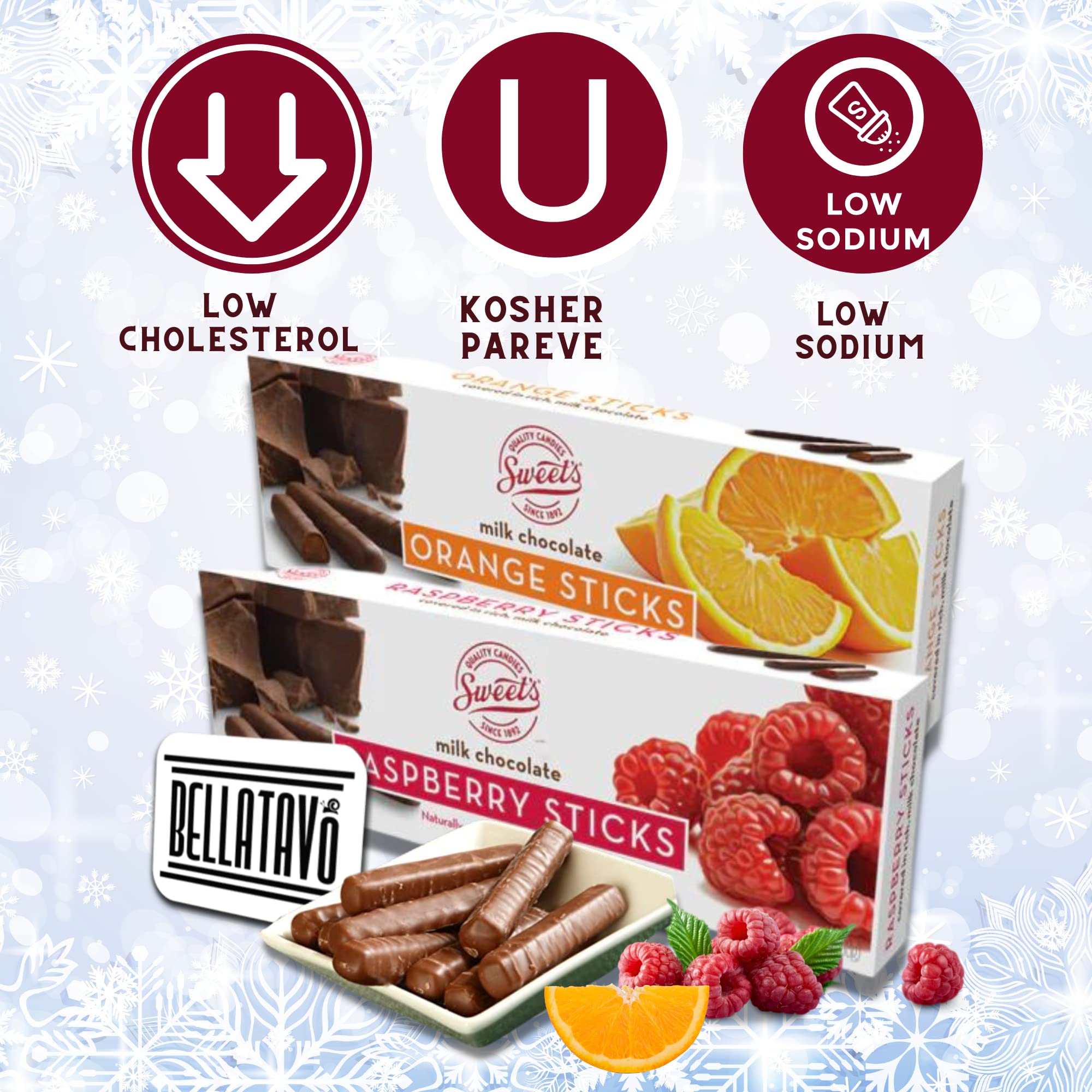 Chocolate Raspberry and Orange Sticks Bundle. Includes 2 Boxes of Sweet Sticks. 1 Box of Milk Chocolate Orange Sticks & 1 Box of Milk Chocolate