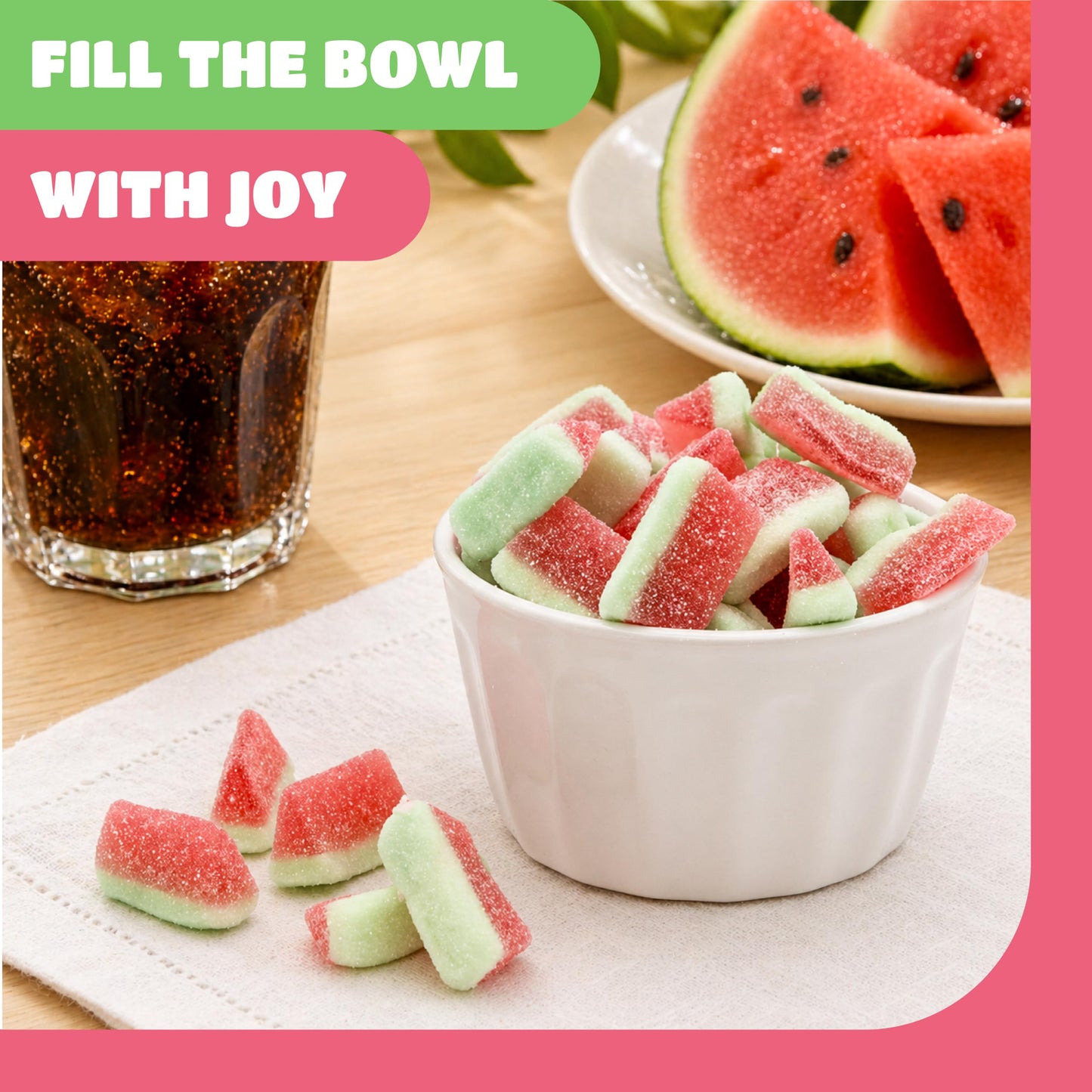 Watermelon Slices - 1 Pound Pack - Watermelon Gummy Candy - Old Fashioned Chewy Candy - Sour & Sweet Wedges for Parties, Buffets, Snacking, and Gifts