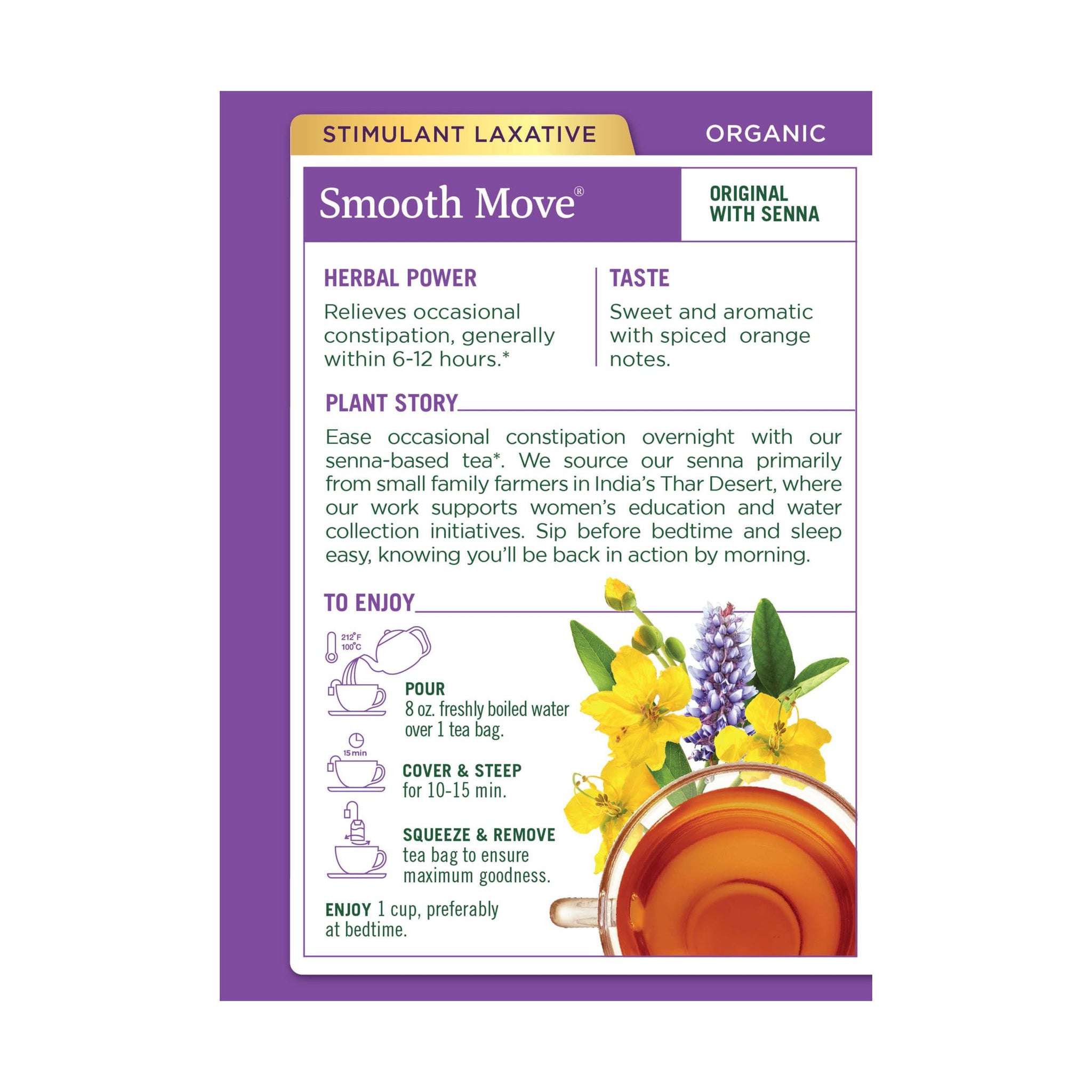 Traditional Medicinals, Tea Smooth Move Organic, 16 Count