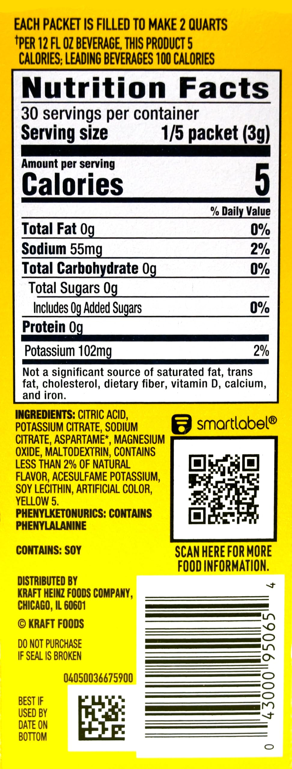 Crystal Light Lemonade Drink Mix, 12-Quart Canister (Pack of 5)