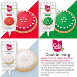 Cake Mate Christmas Cookie Decorating Kit - Red & Green Decorating Sugar (2.25 oz), White, Red & Green Cookie Icing Pouches (7 oz), Jingle Mix Non