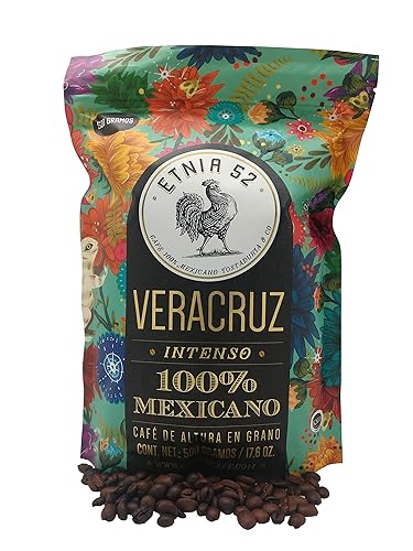 Etnia 52 - Veracruz (Intenso), Mexican Whole Bean Coffee, 1 lb. or 16 oz., Kosher Certified (KMD), Made in Mexico, includes Ebook