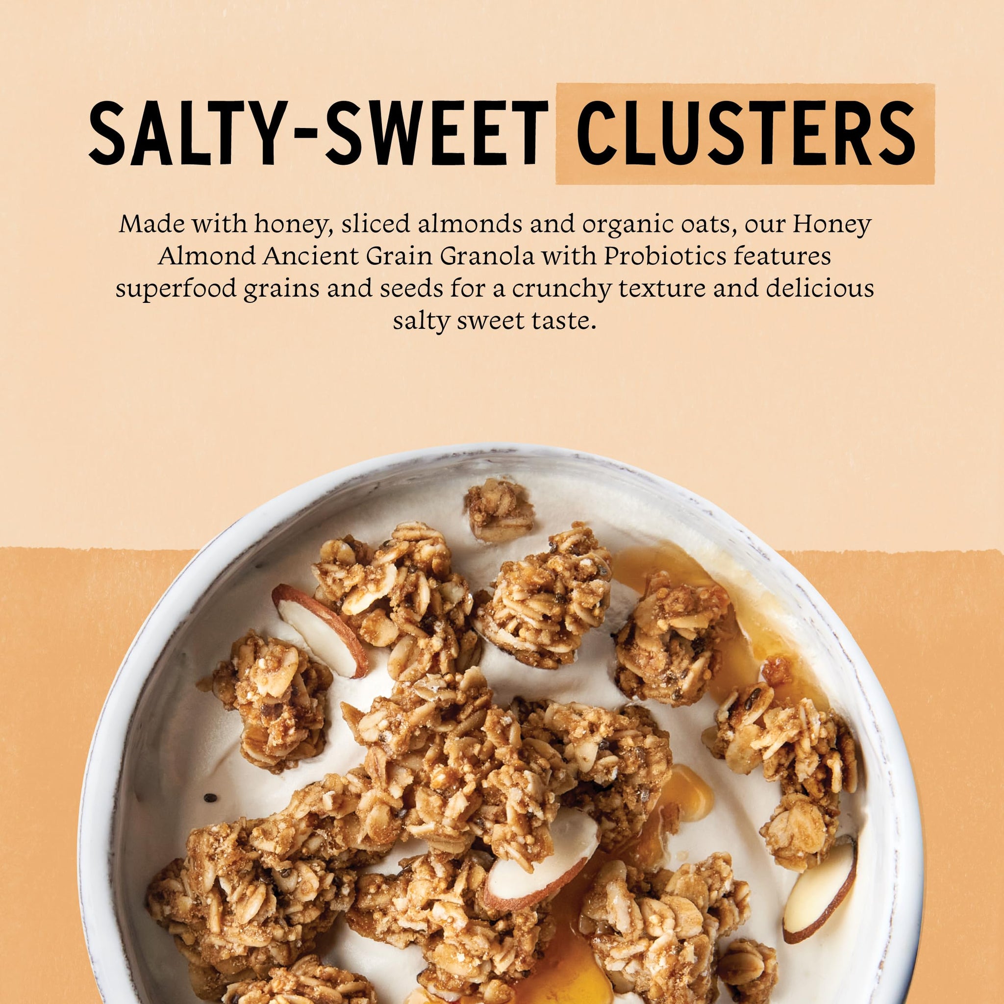 Purely Elizabeth, Honey Almond, Ancient Grain Granola with Probiotics, Gluten-Free (3 Ct, 8oz Bags)