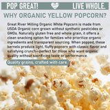 Great River Milling Organic White Popcorn Kernels | USDA Organic, Healthy Non-GMO Popping Corn | Naturally Gluten Free, Light, Fluffy, Crunchy Popcorn