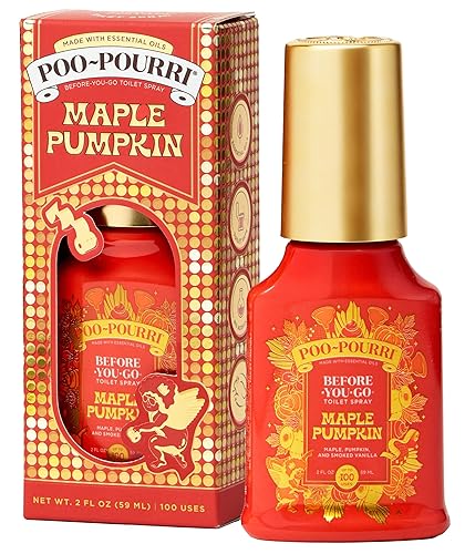 Poo~Pourri Maple Pumpkin 2oz Before-You-Go Toilet Spray - Instantly Trap Bathroom Odor - Plant Based Ingredients & Essential Oils - No synthetic