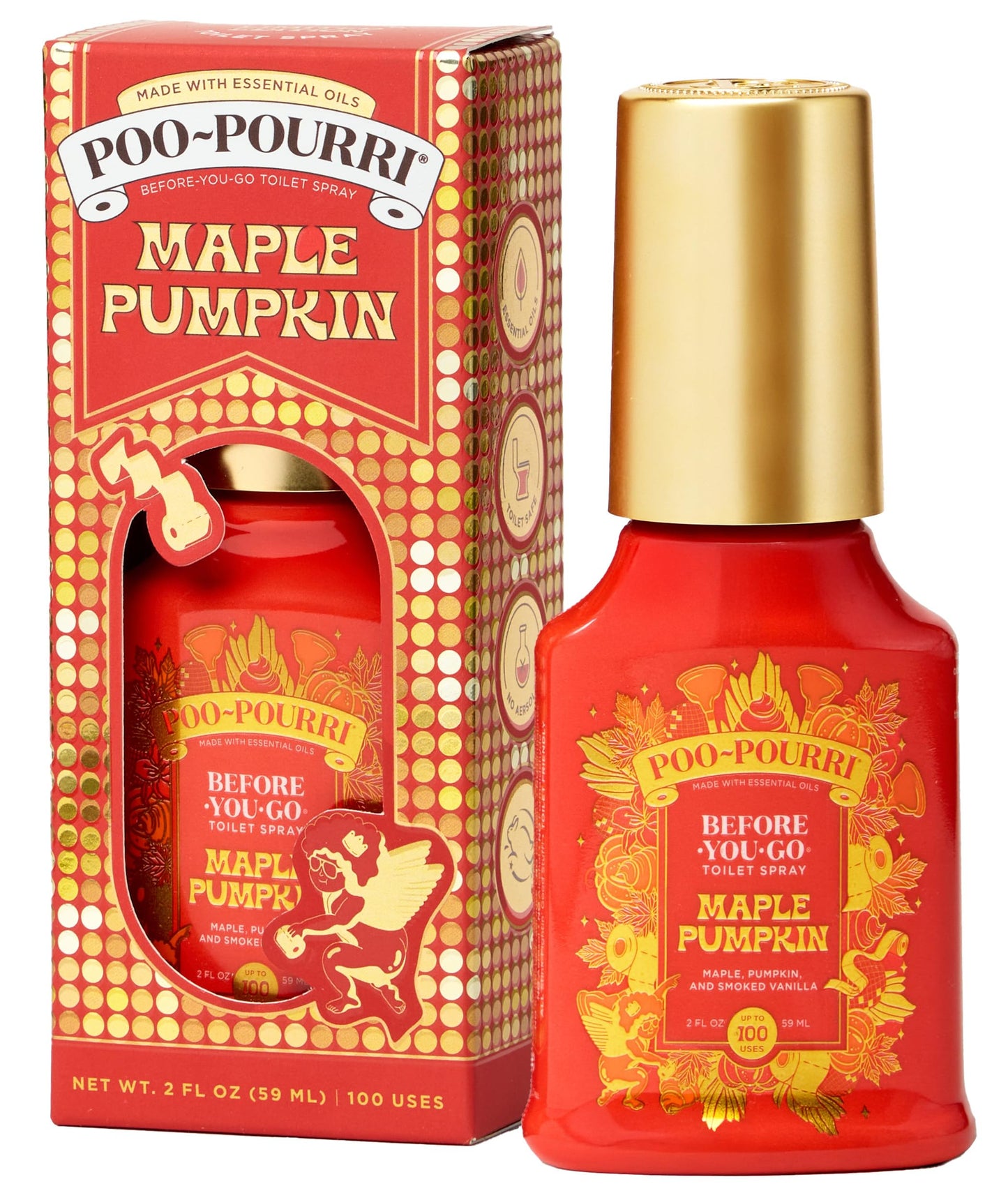 Poo~Pourri Maple Pumpkin 2oz Before-You-Go Toilet Spray - Instantly Trap Bathroom Odor - Plant Based Ingredients & Essential Oils - No synthetic