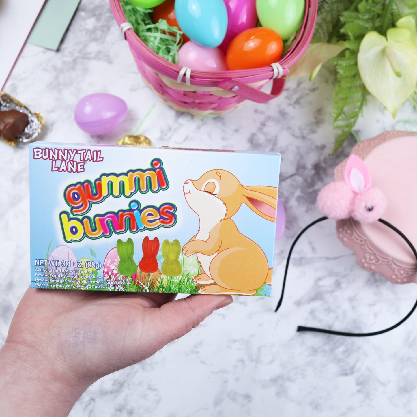 Easter Gummy Bunnies, Assorted Fruit Flavored Chewy Candies, Basket Stuffer Treats, 3.1 Ounces (Pack of 3)