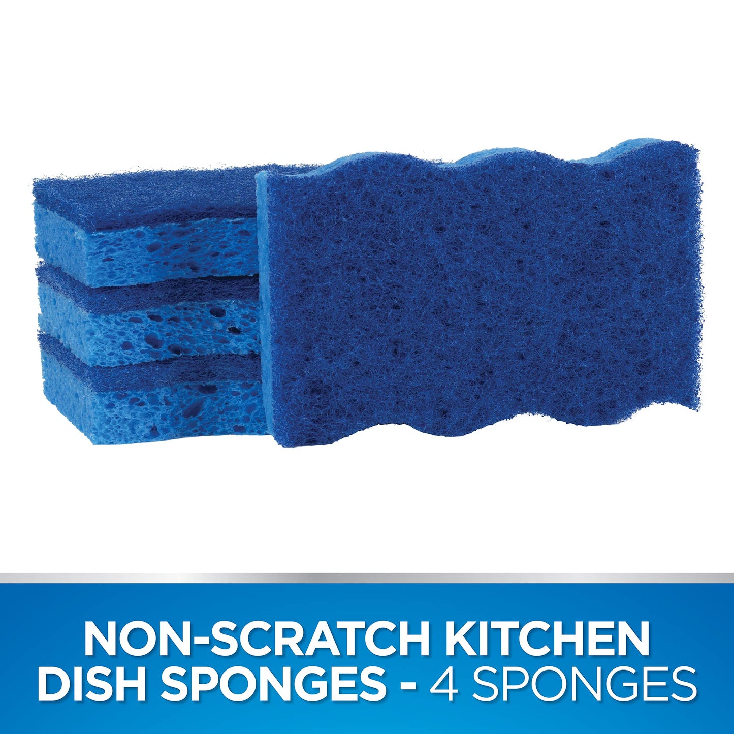Dawn Non-Scratch Kitchen Dish Sponges, Blue (Pack of 4)