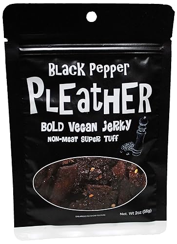 Black Pepper Vegan Jerky - Bold, Traditional Extra Tough Texture - Hand Made