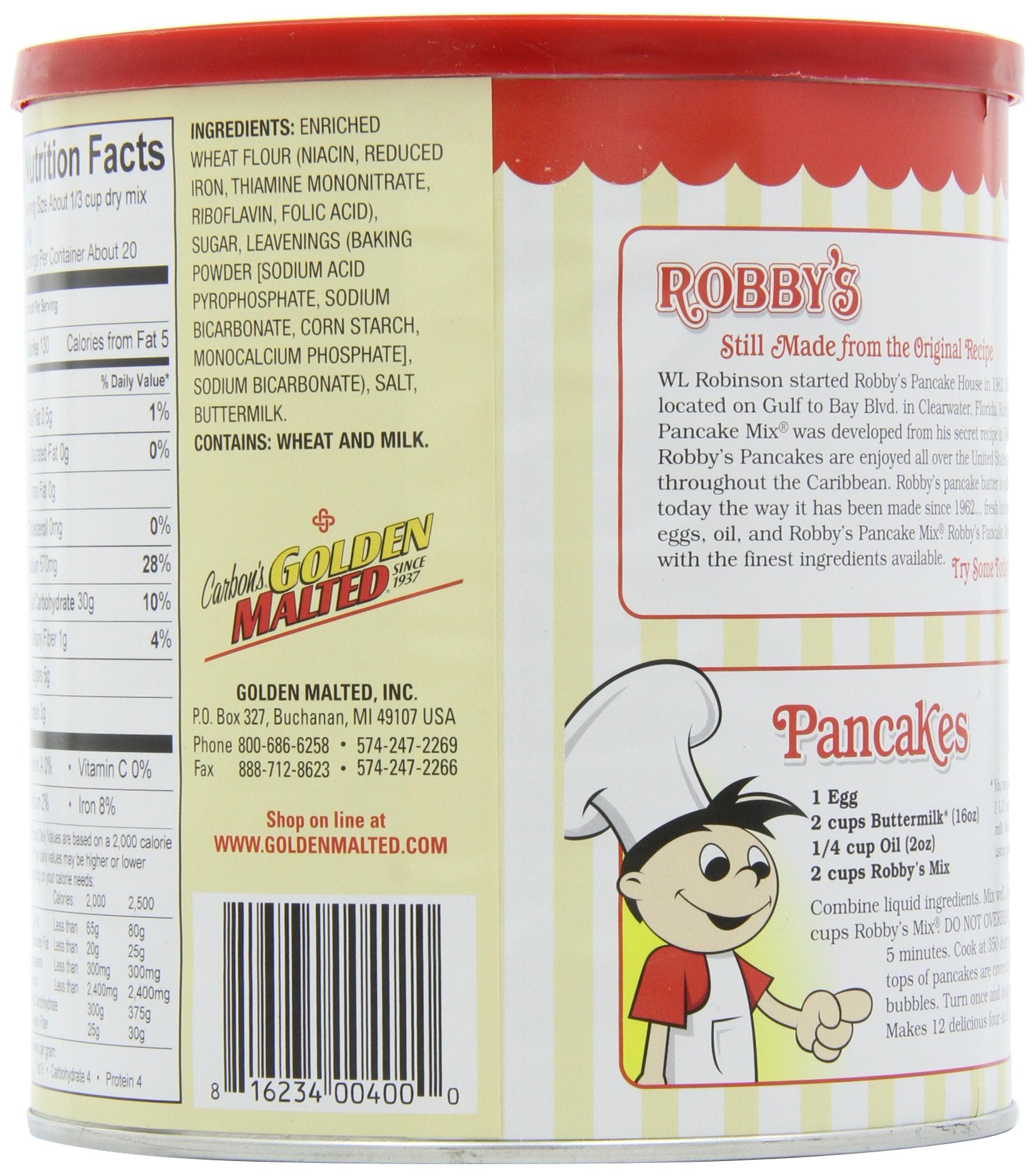 Golden Malted Robby's Buttermilk Pancake Mix, 33-Ounce Cans (Pack of 3)