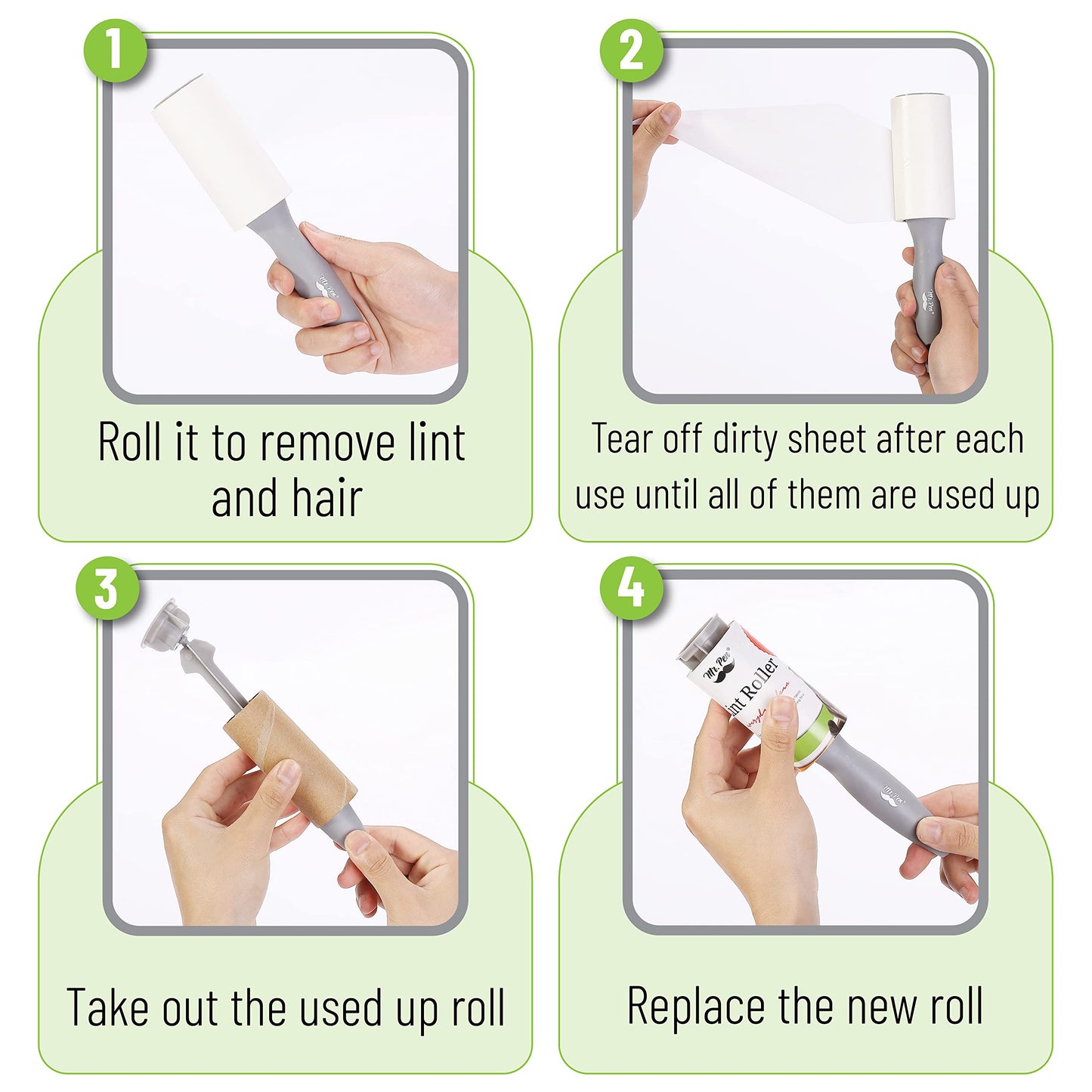 Mr. Pen- Lint Rollers, 1 Handle with 3 Refills, 270 Sheets, Extra Sticky Lint Remover for Clothes, Lint Roller for Pet Hair, Pet Hair Roller, Sticky