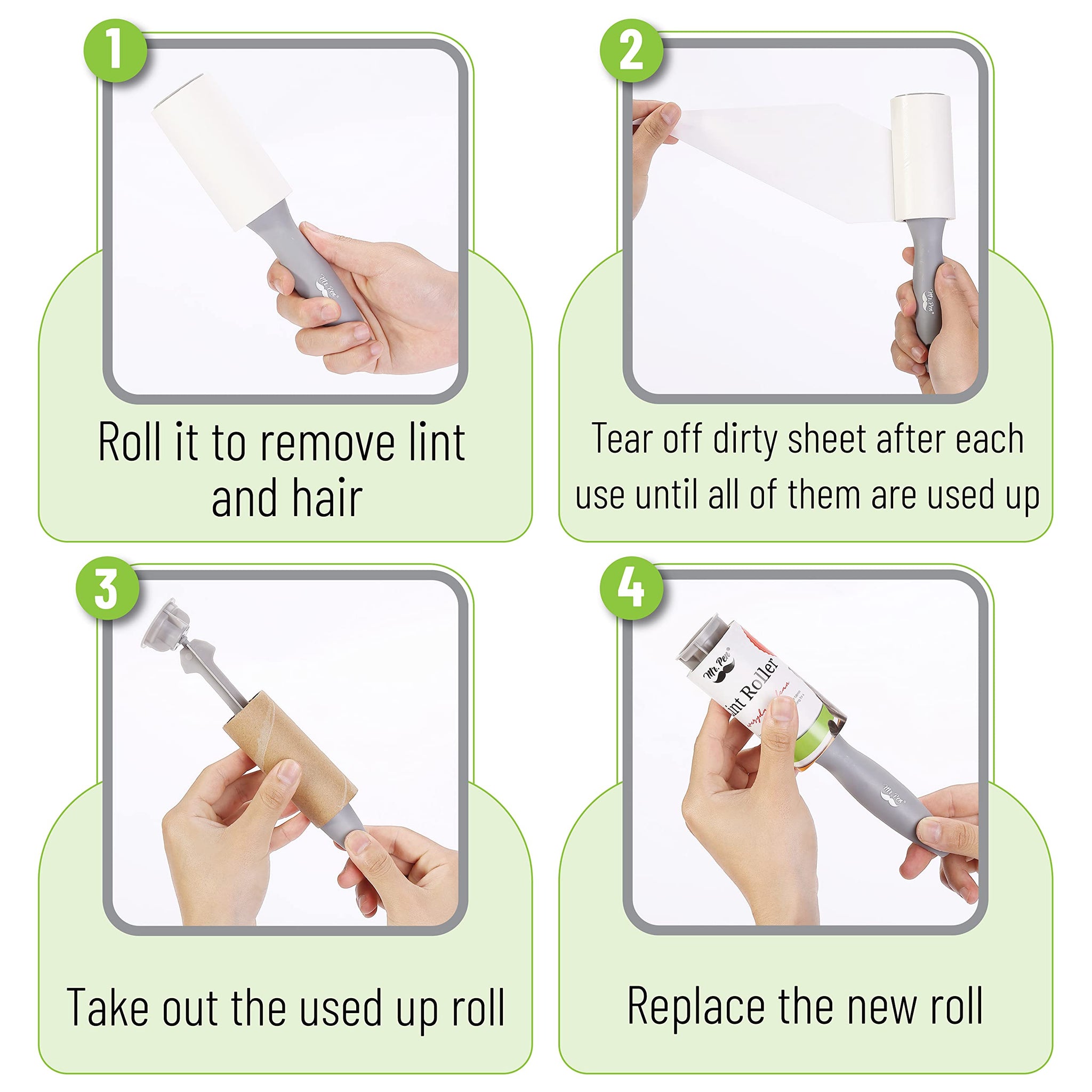Mr. Pen- Lint Rollers, 1 Handle with 3 Refills, 270 Sheets, Extra Sticky Lint Remover for Clothes, Lint Roller for Pet Hair, Pet Hair Roller, Sticky