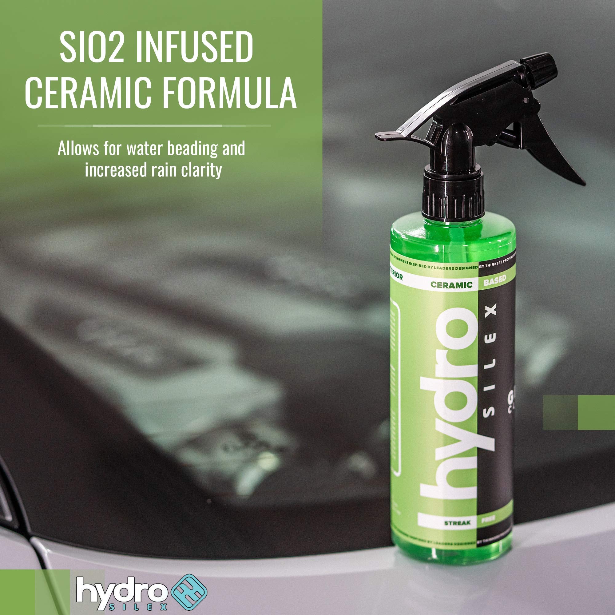 HydroSilex Glass Cleaner (16oz) | Recharge Your Glass & Windows | Streak Free Performance | SIO2 Infused Ceramic Formula | Safe On Tinted Glass |