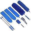 ZZ LAZYCOTTAGE 10 PCS Microfiber Cobweb Duster with Extension Pole (100 Inch Telescoping), Washable Dusters for Cleaning, Multifunctional Bendable