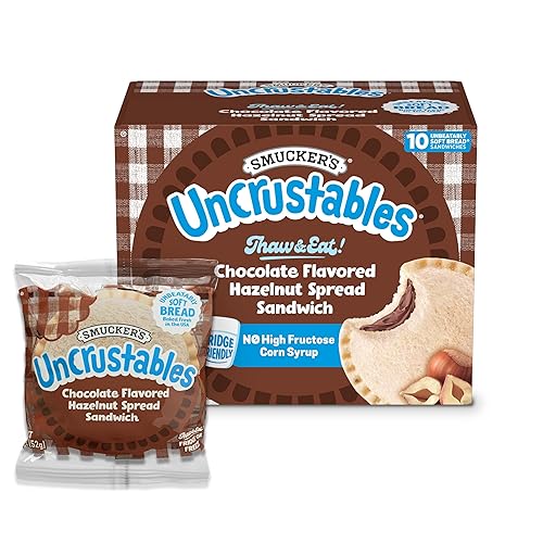 Smucker’s Uncrustables Chocolate Flavored Hazelnut Spread Sandwiches, 10 Count, 1.8 Oz. Each, Frozen
