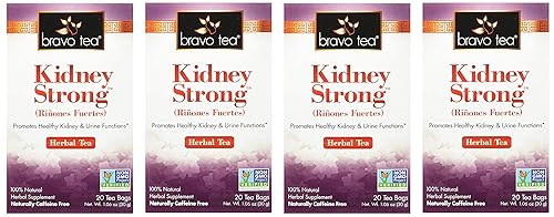 Bravo Teas Kidney Strong Herbal Tea, Caffeine Free, 20 Tea Bags (Four Pack)