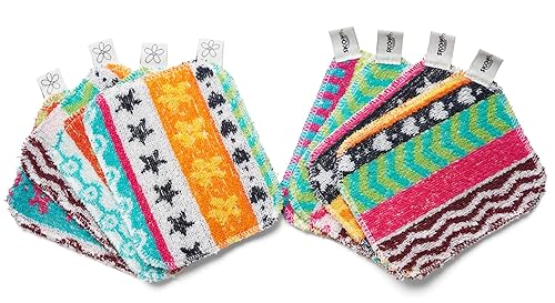 Skoy Scrub, 8-Pack Reusable, Non-Scratching Dish Scrubber for Kitchen and Household Cleaning, Planet-Friendly, Dishwasher Safe Soft Scrub, Assorted