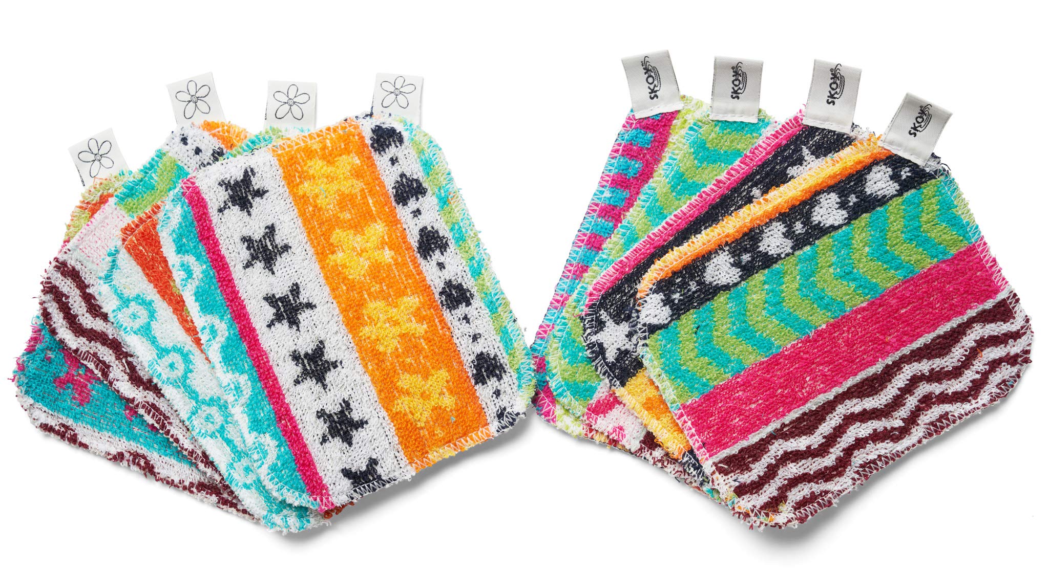 Skoy Scrub, 8-Pack Reusable, Non-Scratching Dish Scrubber for Kitchen and Household Cleaning, Planet-Friendly, Dishwasher Safe Soft Scrub, Assorted
