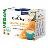 QuikTea Instant Vegan Turmeric Ginger Chai Tea Latte - 10 Count, earthy turmeric glow with zesty ginger warmth, low Caffeine, No artificial colors
