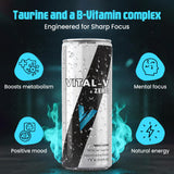 Vital-V Zero Premium Sugar Free Energy Drink with Taurine and B-Vitamins, 0 Calories