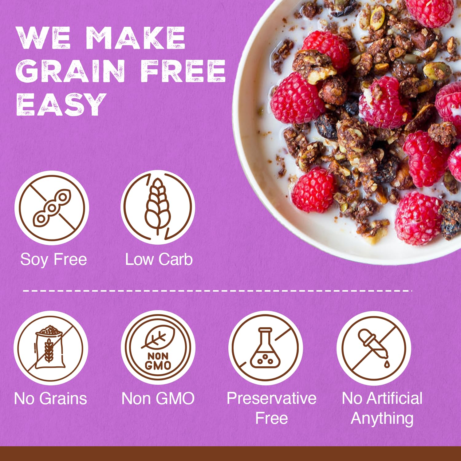 Paleonola Chocolate Fix Grain Free Granola, 10 Oz Resealable Bag (Pack of 1) - Grainless Paleo Granola Blended w/Dried Cranberries & Coconut, Organic