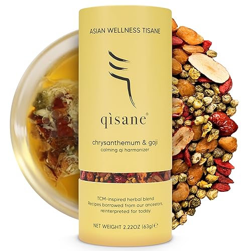 qìsane Chrysanthemum Tea Bags with Dried Goji Berries Organic - Dried Chrysanthemum Flowers, Dried Longan Fruit & Jujube Dates - Herbal Tea Bag