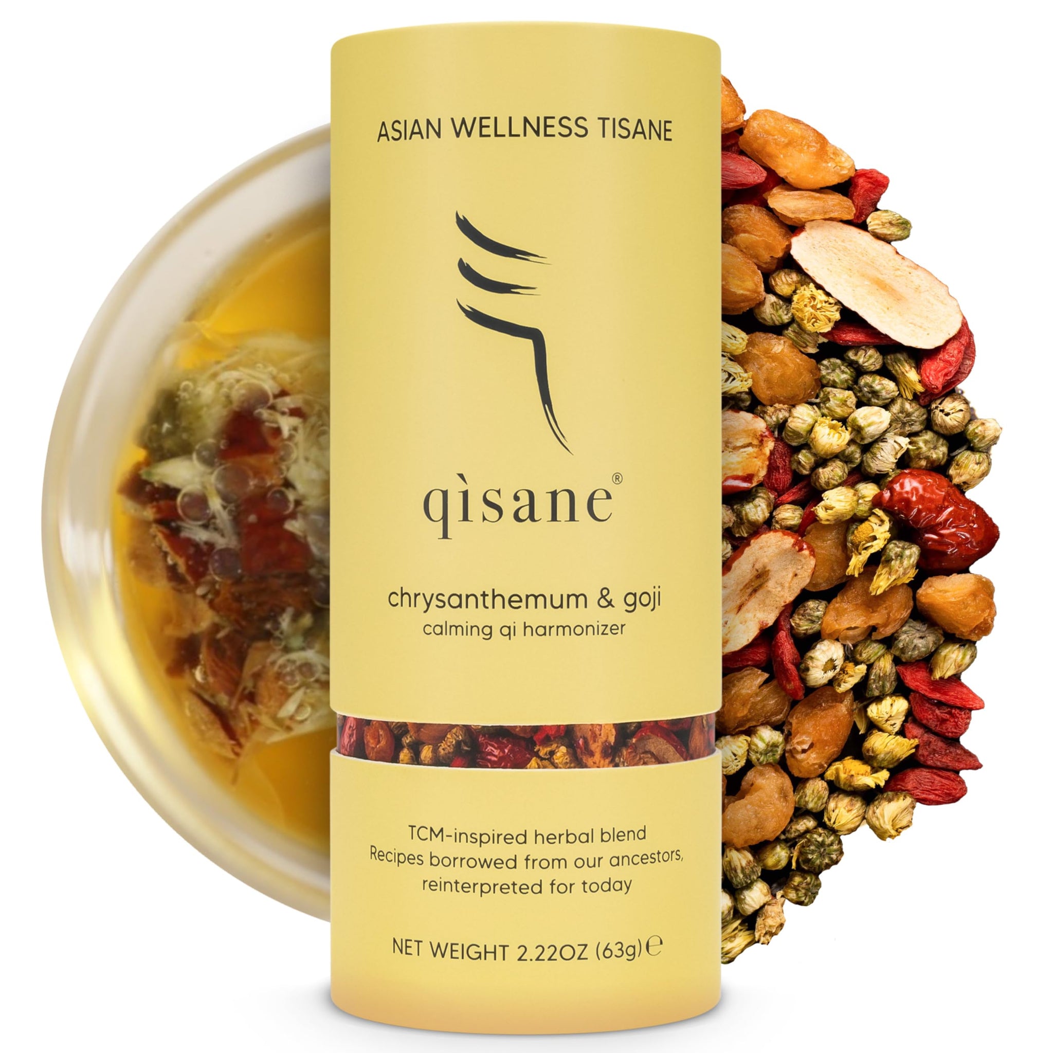 qìsane Chrysanthemum Tea Bags with Dried Goji Berries Organic - Dried Chrysanthemum Flowers, Dried Longan Fruit & Jujube Dates - Herbal Tea Bag