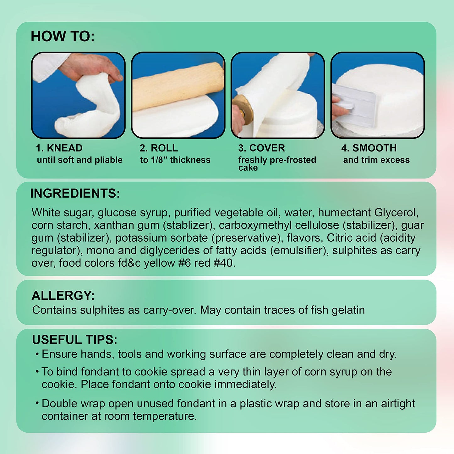 Baker's Choice Green Fondant Icing-4 oz.-Ready to Use Cake Decorating Frosting-Easy To Roll,Moldable,Kosher,Dairy Free,and Nut Free-Green Fondant