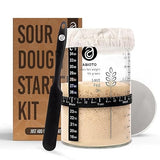 ABIOTO Sourdough Starter Jar Kit, Includes 34 oz Sourdough Starter Jar with Metallic Lid, Silicone Spatula, Feeding Tracker, Extra Thermometer Strips