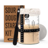 ABIOTO Sourdough Starter Jar Kit, Includes 34 oz Sourdough Starter Jar with Metallic Lid, Silicone Spatula, Feeding Tracker, Extra Thermometer Strips
