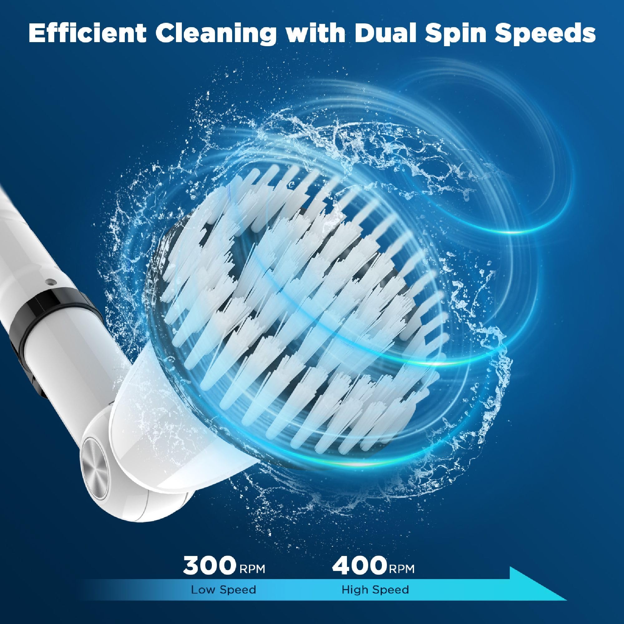 EcoGecko Electric Spin Scrubber, Bathroom Cleaner, Power Shower Cleaning Brush with Extendable Handle & 4 Brush Heads, Dual Speed & USB-C Charging