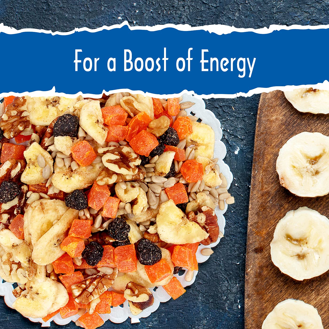 Sunkist® Antioxidant Trail Mix - Fruit, Nut and Seeds, Low Sodium, Gluten Free Snack with Papaya, Banana Chips, Pecans, Walnuts, Blueberries
