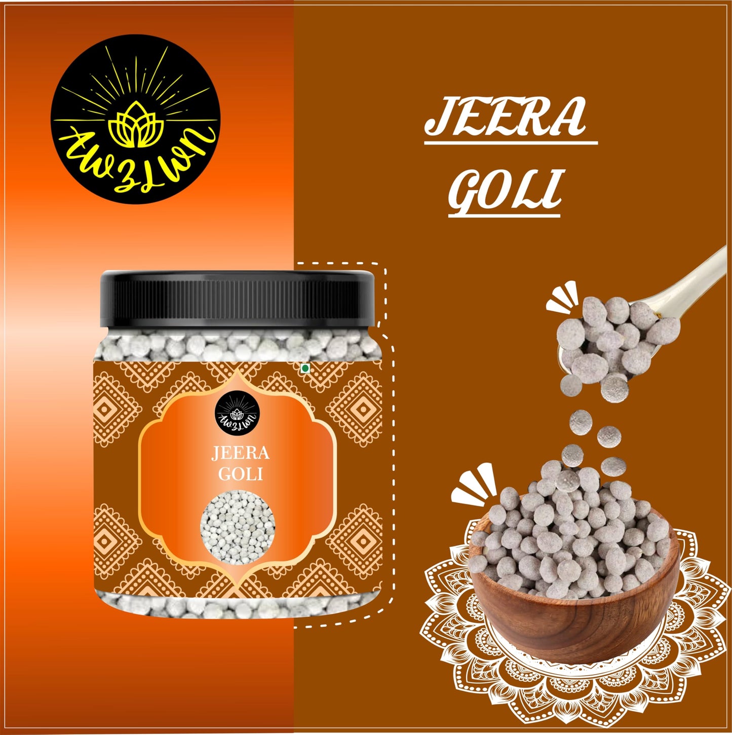 AWZLWN Natural Jeera Goli 1.76 OZ (50 GM) | Set oF 1 | AWZLWN