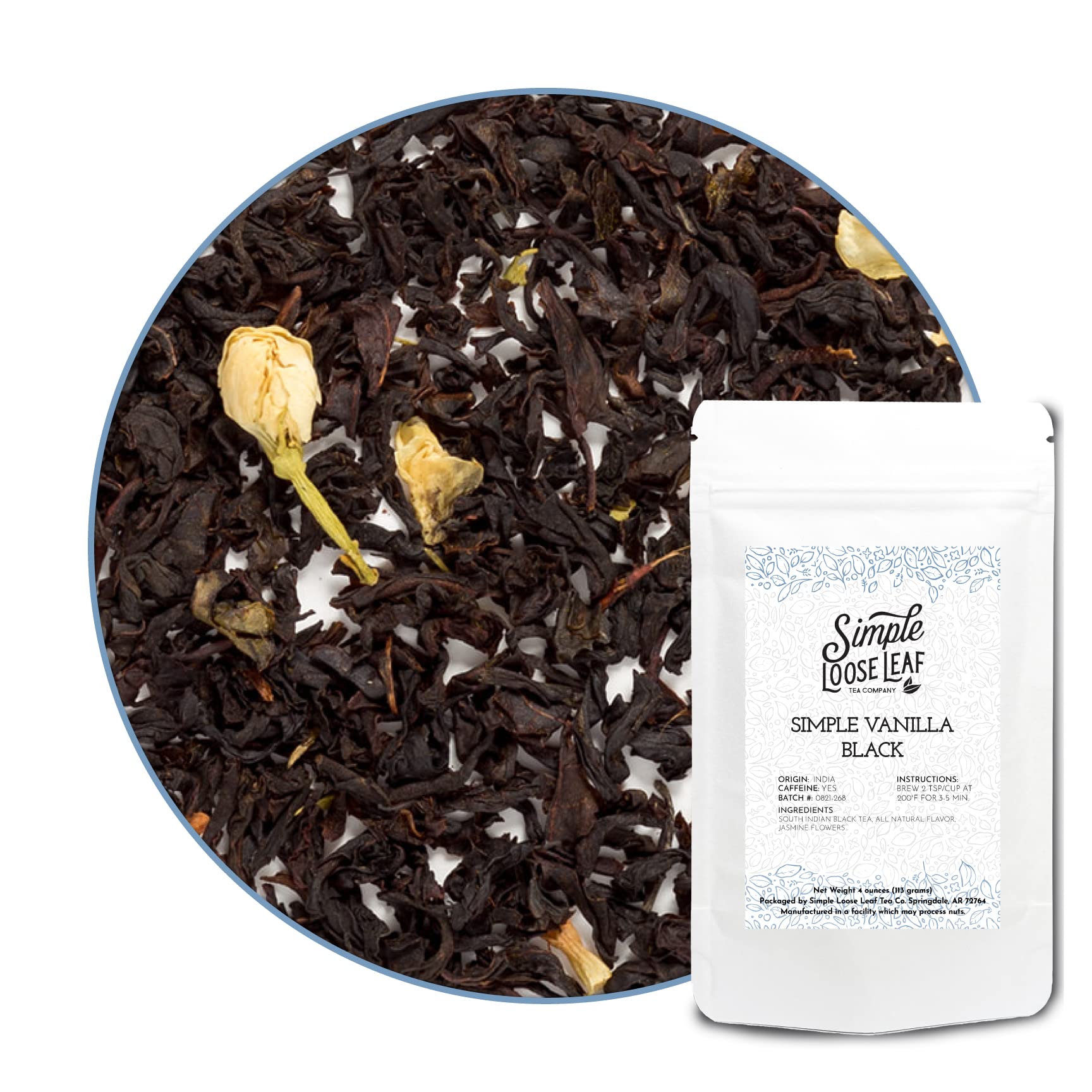 Simple Loose Leaf Vanilla Black Tea - Premium Loose Leaf Tea Sampler, All-Natural High Caffeine Black Tea | Sweet & Bold, Hand Packaged in USA, 4 oz