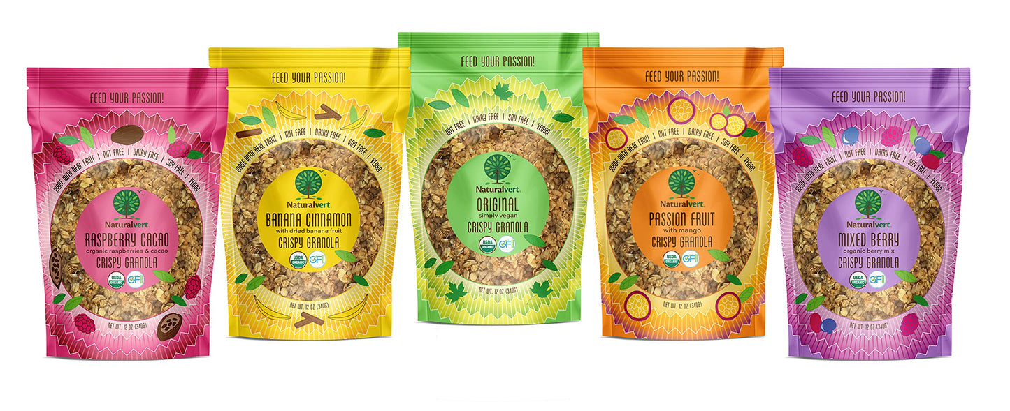 Naturalvert Organic, gluten-free, vegan granola 12oz (Variety Pack of 5)…