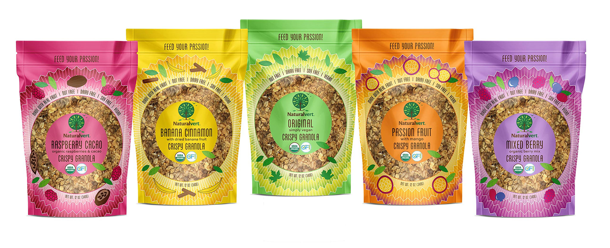 Naturalvert Organic, gluten-free, vegan granola 12oz (Variety Pack of 5)…
