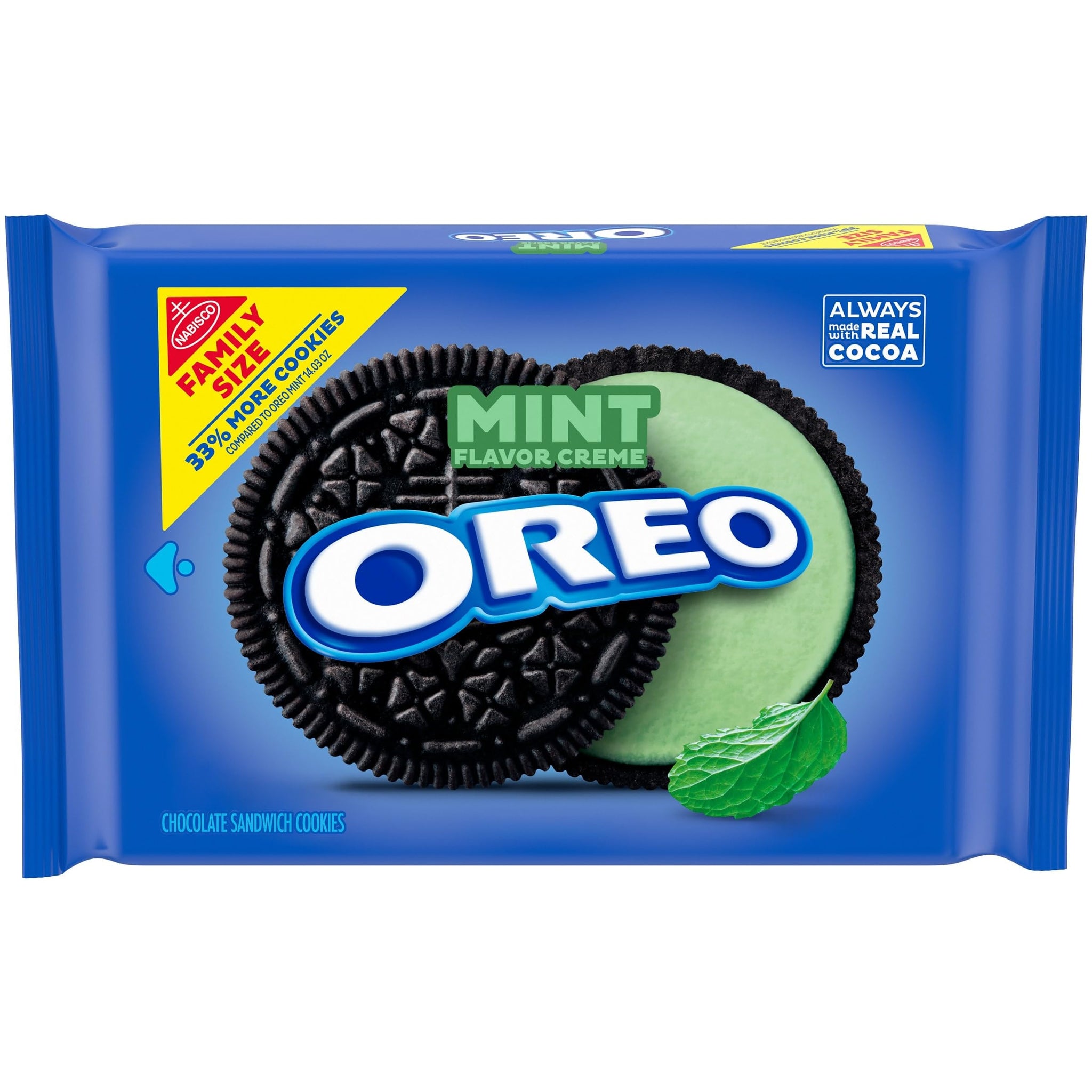 OREO Mint Creme Chocolate Sandwich Cookies, Family Size, 18.71 oz