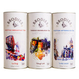 Brodies Tea, Scottish Tea Sampler, Breakfast, Afternoon & Famous Edinburgh, Black Tea Imported from Scotland, Canister of 50 Bags (Pack of 3)