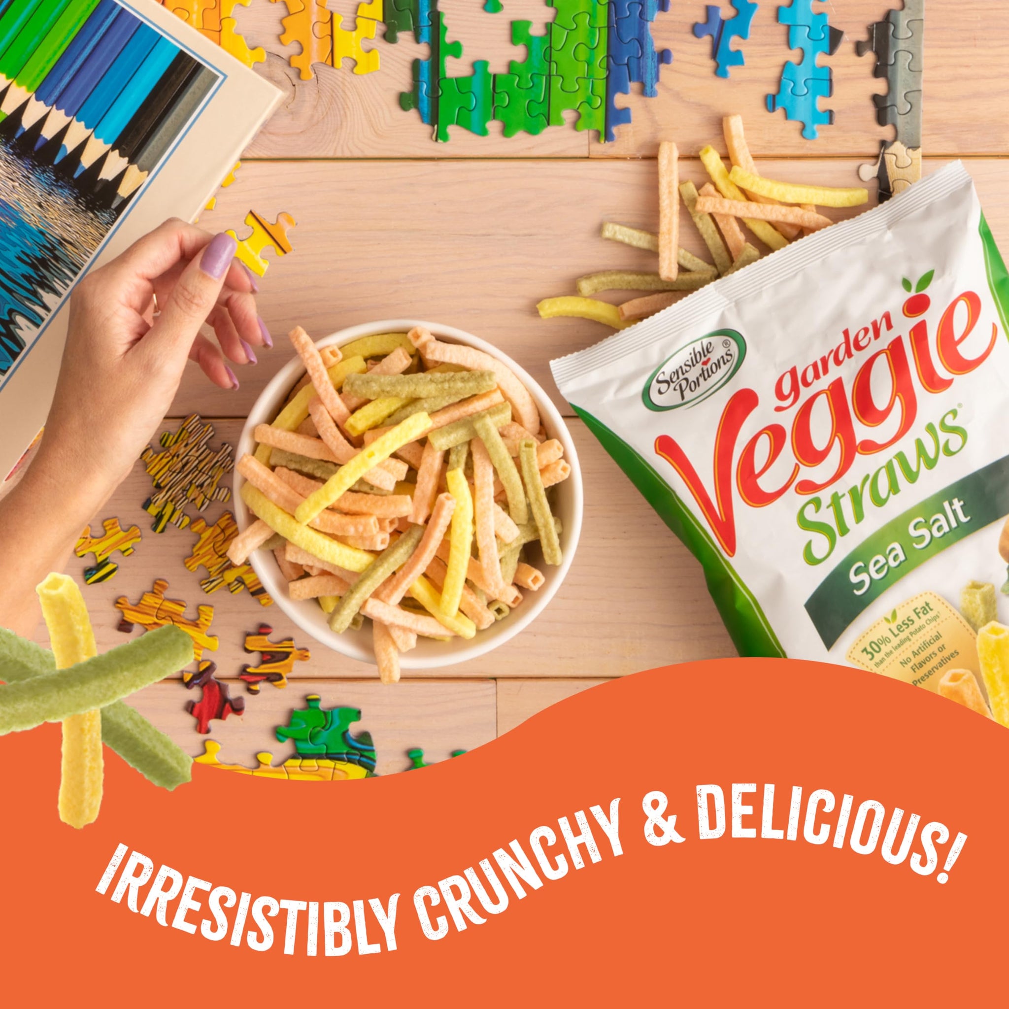 Sensible Portions Garden Veggie Snacks - Veggie Straws, Snack Size Variety Pack, Sea Salt & Zesty Ranch, 1 Oz (Pack of 24)